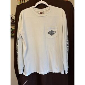 Harley Davidson Graphic Key West Florida White Long Sleeve Shirt Size Large